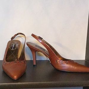 Brown sling backs